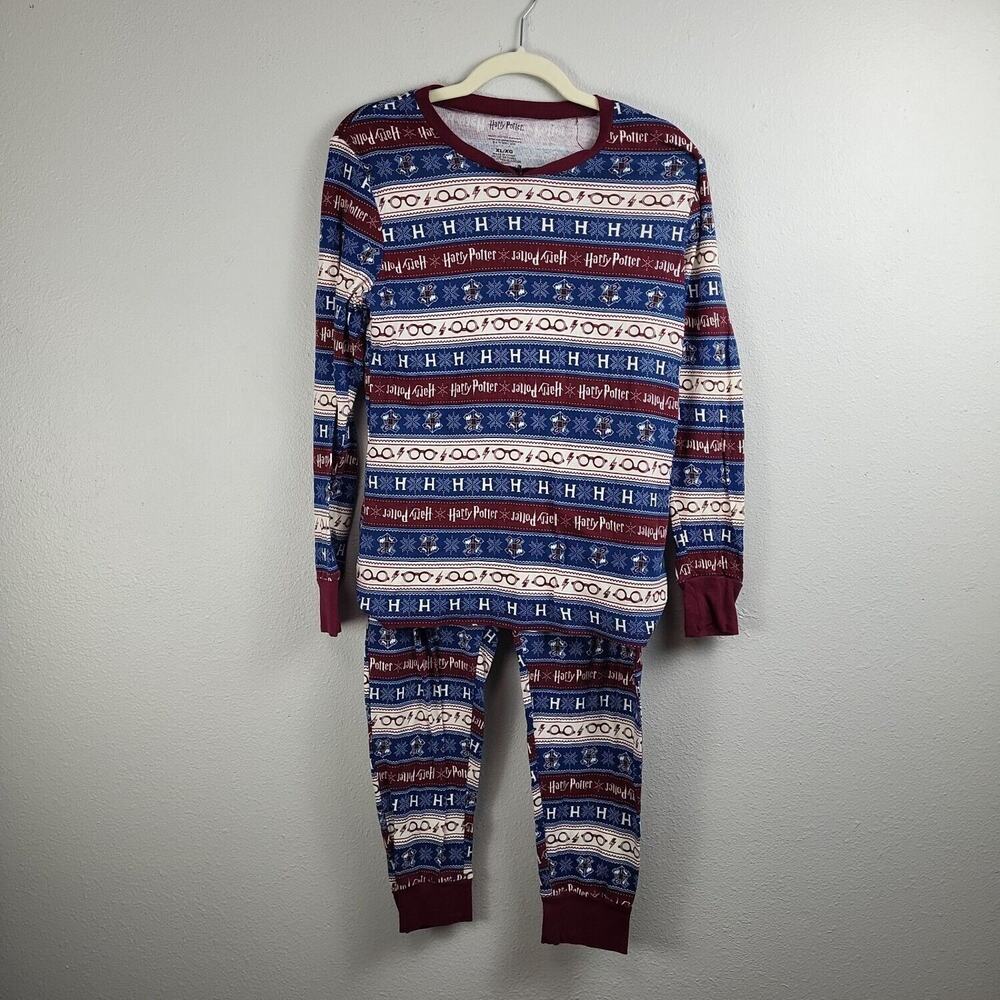 Harry Potter Girls‎ Multicolor Fair Isle Cotton 2 Piece Jammies Size XL
